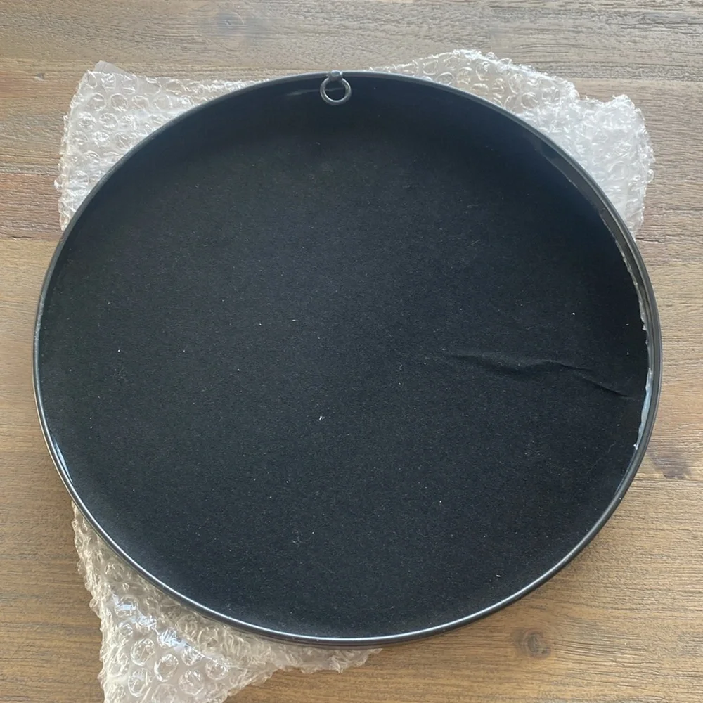🎈Christmas Holiday Elk Home Decor Round Mirror Black Metal Frame, 10 inch, NIB